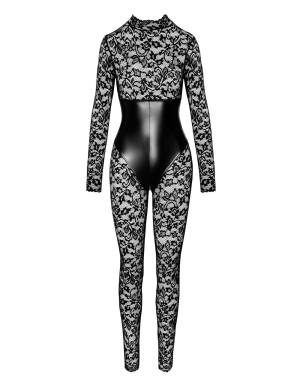 Combinaison Corset Enigma Dentelle & Wetlook – NOIR Handmade