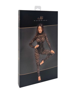 Combinaison Corset Enigma Dentelle & Wetlook – NOIR Handmade