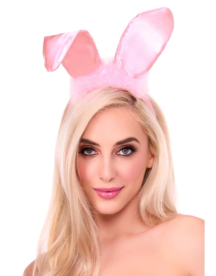 Serre-tête Oreilles de Lapin Satin & Marabou – Leg Avenue