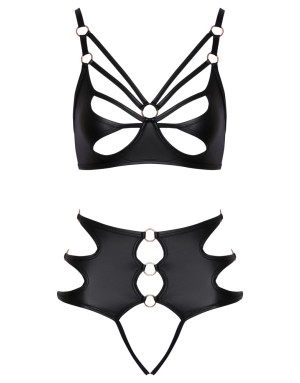 Ensemble Ouvert Soutien-Gorge & String Noir – Lingerie Sensuelle