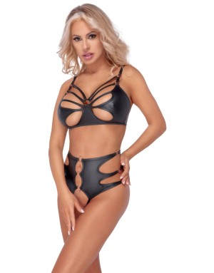 Ensemble Ouvert Soutien-Gorge & String Noir – Lingerie Sensuelle