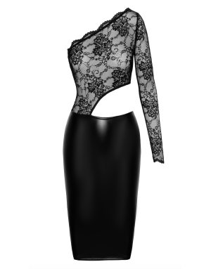 Robe mi-longue Erotica F339 wetlook et dentelle