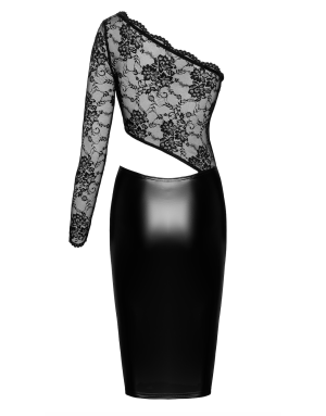 Robe mi-longue Erotica F339 – Wetlook & dentelle Noir Handmade