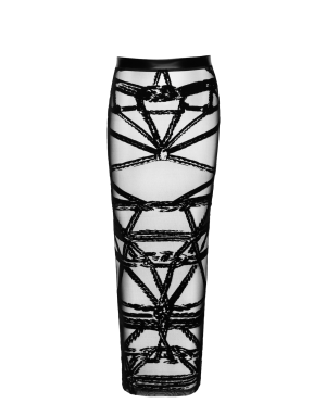 Jupe longue fendue Bondesque F360 - Noir Handmade