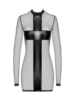 Mini robe tulle et wetlook Crossfire F369 - Noir Handmade