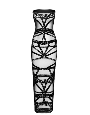 F358 Bondesque Opera Off-shoulder long dress
