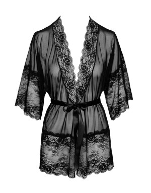 Peignoir Dentelle Noir Sensuel – Confiance Absolue-  Kissable 245