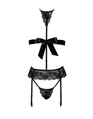 Ensemble Bondage Noir 4 Pièces – Pouvoir Sensuel & Désir Intense