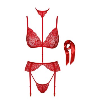 Ensemble 5 pièces Bondage Red Lace Kiss 243 Kissable