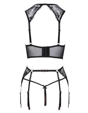 Ensemble Porte-Jarretelles 3 Pièces Noir Sensuel & Élégant