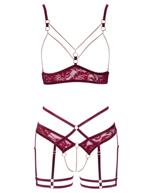 Ensemble en dentelle rouge deux pièces - Abierta Fina