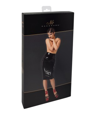 Jupe fendue en vinyle Dominae F378 - Noir Handmade