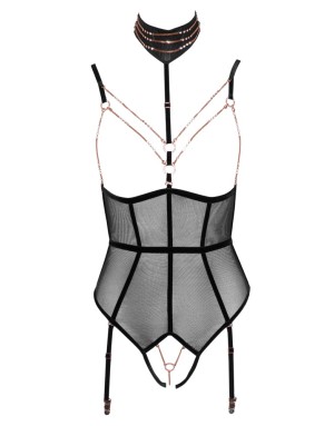 Body ouvert Abierta Fina en dentelle noire sexy et élégante
