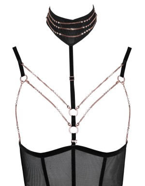 Body ouvert Abierta Fina en dentelle noire sexy et élégante