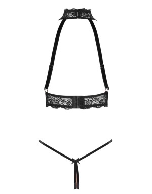 Ensemble lingerie ouverte Abierta Fina dentelle noire & chaînes