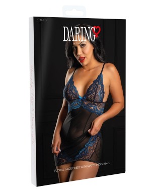Robe dentelle florale sexy avec string assorti lingerie femme