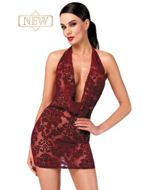 Mini robe dos nu en tulle floqué Kink Royal F385 - Noir Handmade