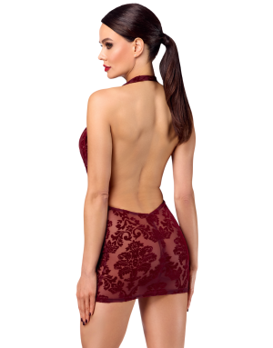 Mini robe dos nu en tulle floqué Kink Royal F385 - Noir Handmade