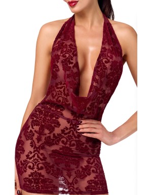 Mini robe dos nu en tulle floqué Kink Royal F385 - Noir Handmade