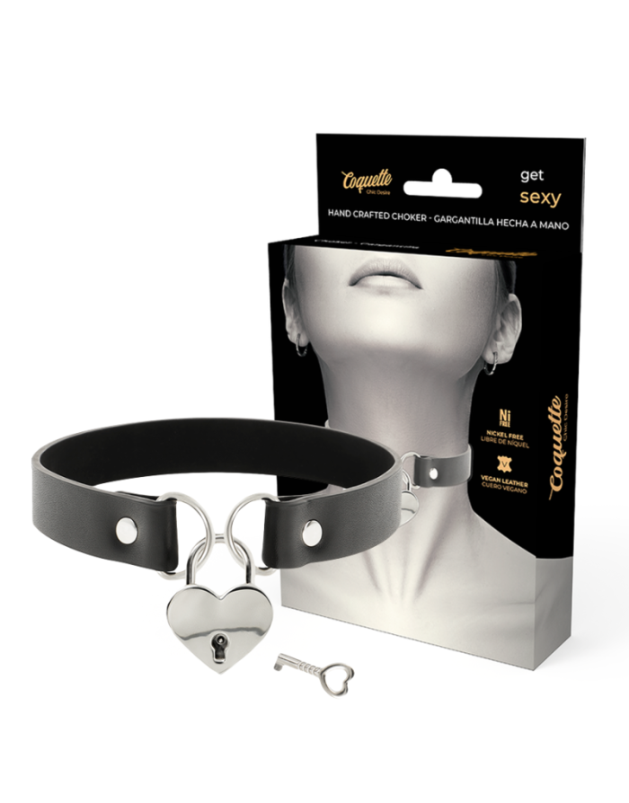 COQUETTE CHIC DESIRE - COLLIER EN CUIR VEGAN AVEC ACCESSOIRE COEUR AVEC CL?