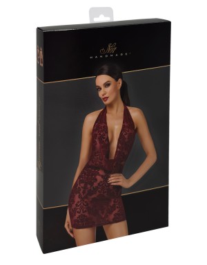 Mini robe dos nu en tulle floqué Kink Royal F385 - Noir Handmade