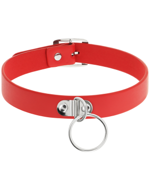 COQUETTE CHIC DESIRE - COLLIER CUIR VEGAN ROUGE FEMME ACCESSOIRE FÉTICHE