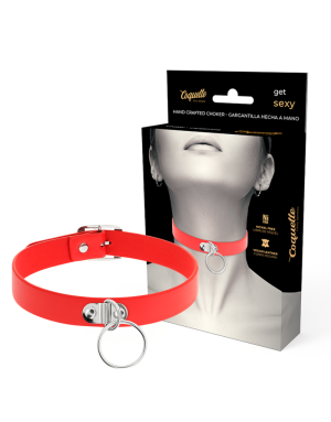 COQUETTE CHIC DESIRE - COLLIER CUIR VEGAN ROUGE FEMME ACCESSOIRE FÉTICHE