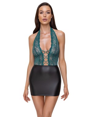 Robe Cottelli Lingerie en dentelle turquoise et noir