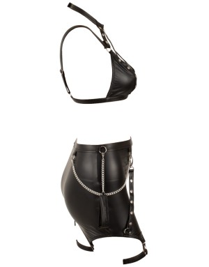 Ensemble Bondage Cottelli BONDAGE – BH, Mini-Jupe & Menottes