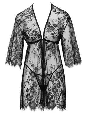 Kimono Dentelle Noir avec String – Cottelli LINGERIE