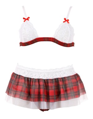 Set Lingerie Écolière Rouge Cottelli – Jupe & Dentelle