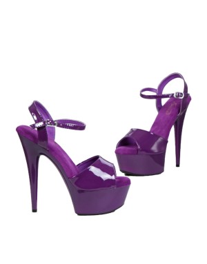 Sandales à Plateforme Vernis Violet – Talon Aiguille 14 cm