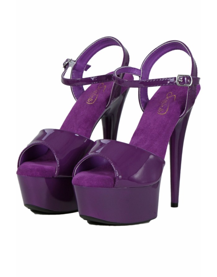 Sandales à Plateforme Vernis Violet – Talon Aiguille 14 cm