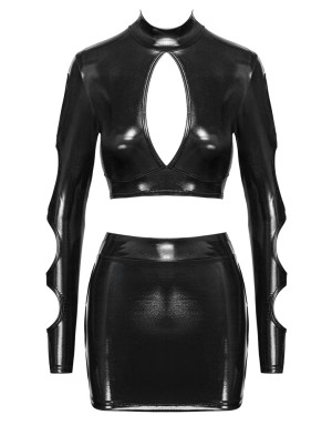 Ensemble sexy wetlook Cottelli PARTY – Top & mini-jupe