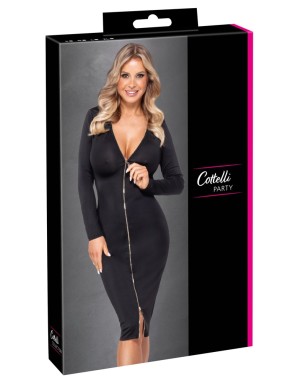 Robe Zip Cottelli Party Noire Sexy Midi Manches Longues