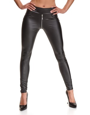 Leggings wetlook Maddalena Demoniq – Noir zippé ultra sexy
