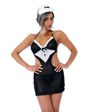 Ensemble French Maid sexy en résille et dentelle – Daring Intimates