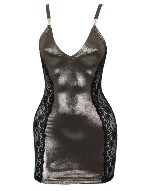 Cottelli PARTY – Robe mini argentée et dentelle noire