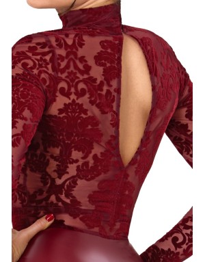 Robe courte bordeaux moulante Noir Handmad avec col choker
