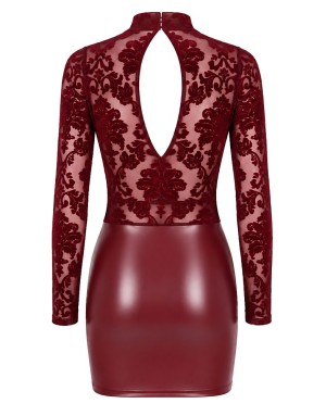 Robe courte bordeaux moulante Noir Handmad avec col choker