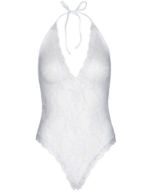 Teddy dentelle décolleté profond & bas assortis – Blanc - Leg Avenue