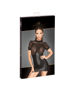 Mini robe wetlook et tulle F204