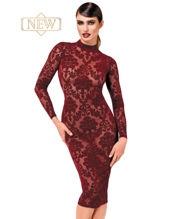 Robe fourreau en tulle floqué Kink Royal F384 - Noir Handmade