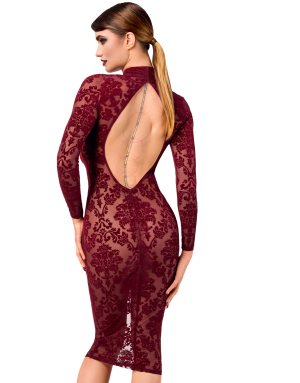 Robe fourreau en tulle floqué Kink Royal F384 - Noir Handmade