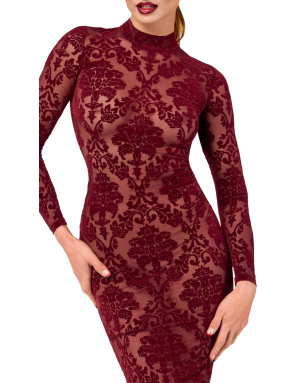 Robe fourreau en tulle floqué Kink Royal F384 - Noir Handmade