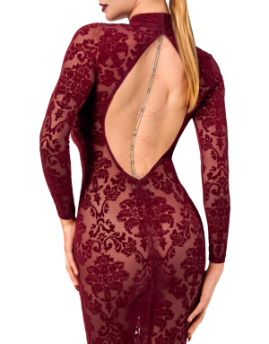 Robe fourreau en tulle floqué Kink Royal F384 - Noir Handmade