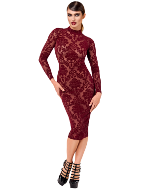 Robe fourreau en tulle floqué Kink Royal F384 - Noir Handmade