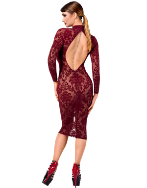 Robe fourreau en tulle floqué Kink Royal F384 - Noir Handmade