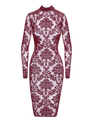 Robe fourreau en tulle floqué Kink Royal F384 - Noir Handmade