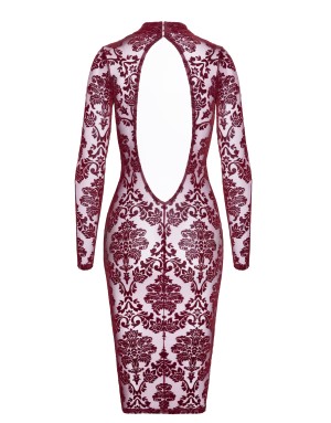 Robe fourreau en tulle floqué Kink Royal F384 - Noir Handmade